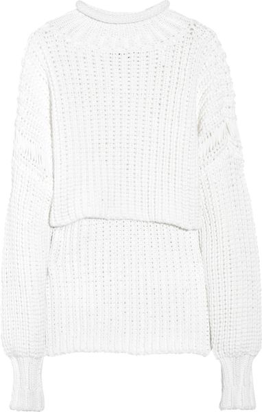 Alexander Wang Cottonblend Ribbed Rollneck Sweater in White - Lyst