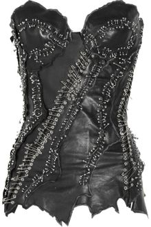 Balmain Embellished Leather Bustier - Lyst