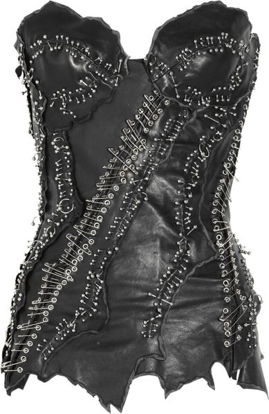 Balmain Embellished Leather Bustier in Black - Lyst