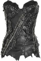 Balmain Embellished Leather Bustier