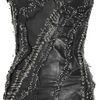 Balmain Embellished Leather Bustier in Black - Lyst