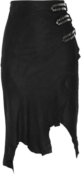  Studded Suede Wrap-effect Skirt 