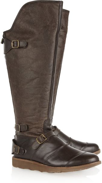 Belstaff Trialmaster Shearling-lined Leather Knee Boots - Lyst