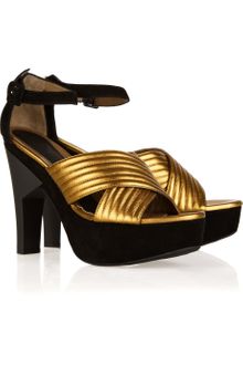 Marni Metallic Leather and Suede Sandals - Lyst