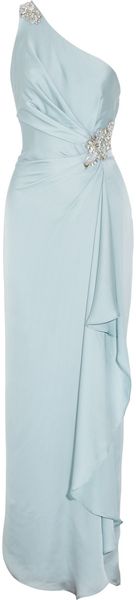 Notte By Marchesa Embellished One-shoulder Silk Gown - Lyst