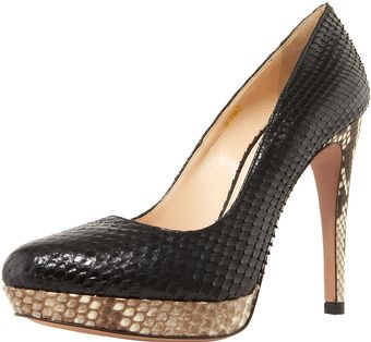 Prada Two-tone Python Platform Pump - Lyst
