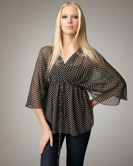 Alice + Olivia Julia Polkadot Top in Black - Lyst