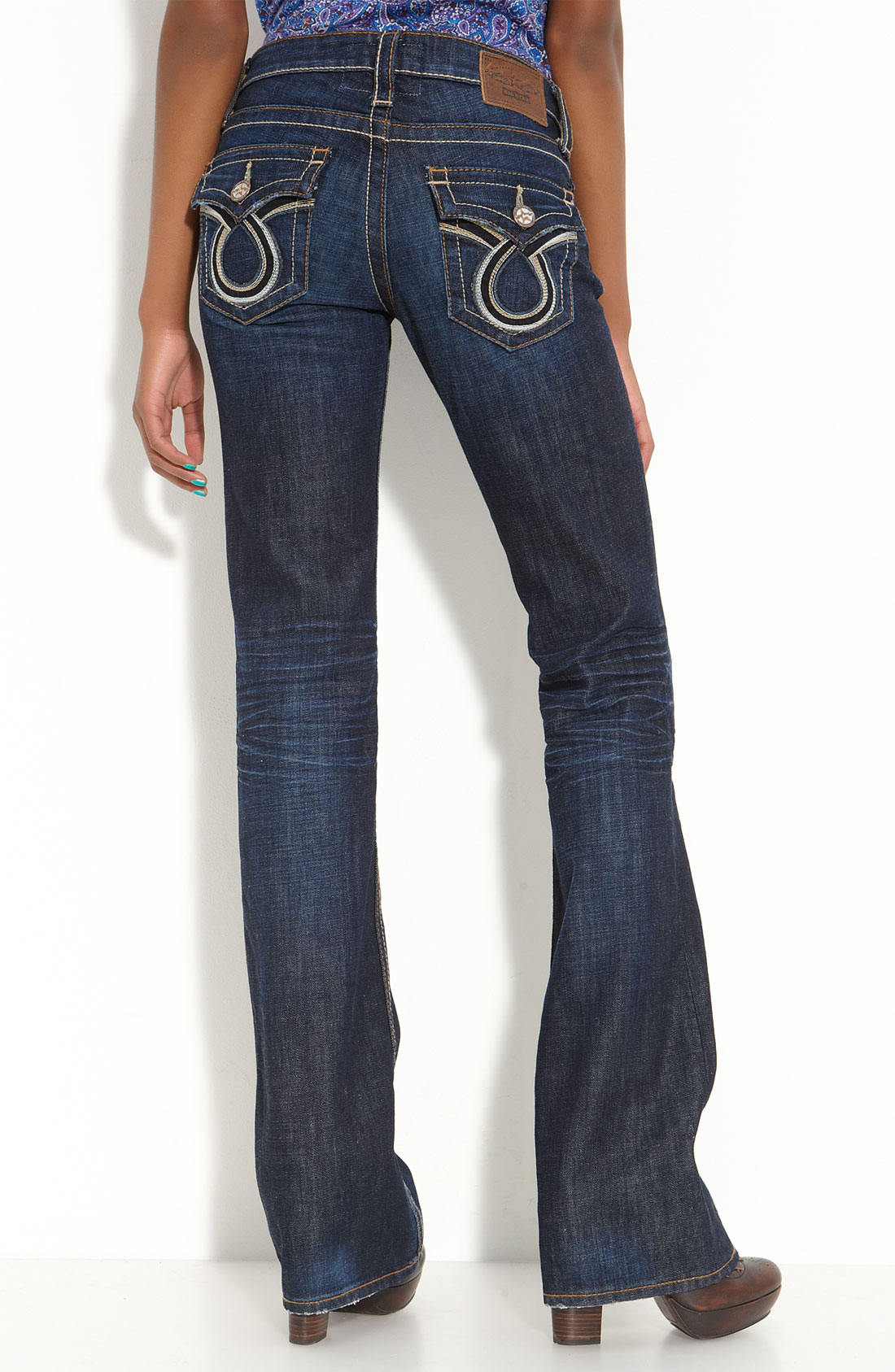 Big Star Liv Flap Pocket Bootcut Jeans (juniors Long) in Blue (6 year timer wash) | Lyst