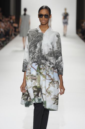 Dries Van Noten Spring 2012 Landscape Print Pleated Dress - Lyst