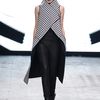 Gareth Pugh Spring 2012 Black And White Long Asymmetric Sleeveless Coat With High Collar in Black - Lyst