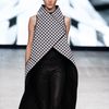 Gareth Pugh Spring 2012 Black And White Long Asymmetric Sleeveless Coat With High Collar in Black - Lyst