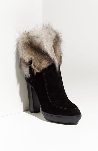 Tod's Genuine Fox Fur Trim Boot - Lyst