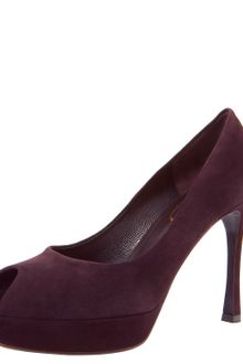 Yves Saint Laurent Peep-toe Suede Pump - Lyst