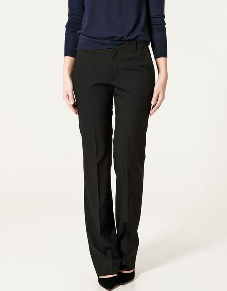 Zara Palazzo Trousers in Black | Lyst