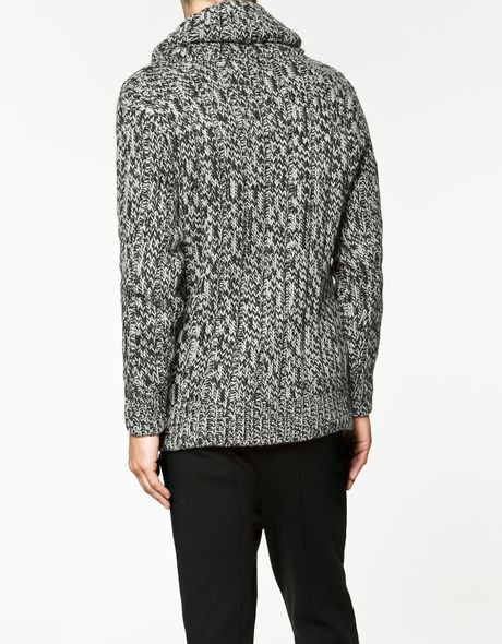 Zara Twisted Yarn Tuxedo Collar Sweater in Gray for Men (grey) | Lyst