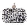 Alexander Mcqueen Heraldry Skull Tweed Box Clutch in Gray (black white) - Lyst