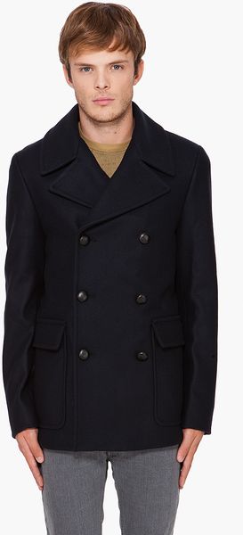 Maison Martin Margiela Navy Pea Coat - Lyst