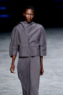 Rick Owens Spring 2012 Gray Hood-Neck Cape Jacket - Lyst