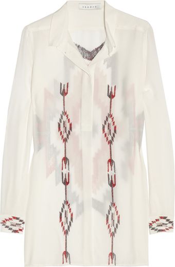 Sandro Navajo-print Silk-georgette Blouse - Lyst