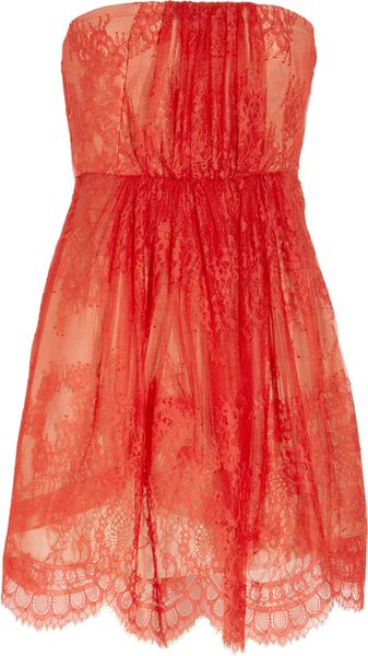  Strapless Lace and Silk Dress 