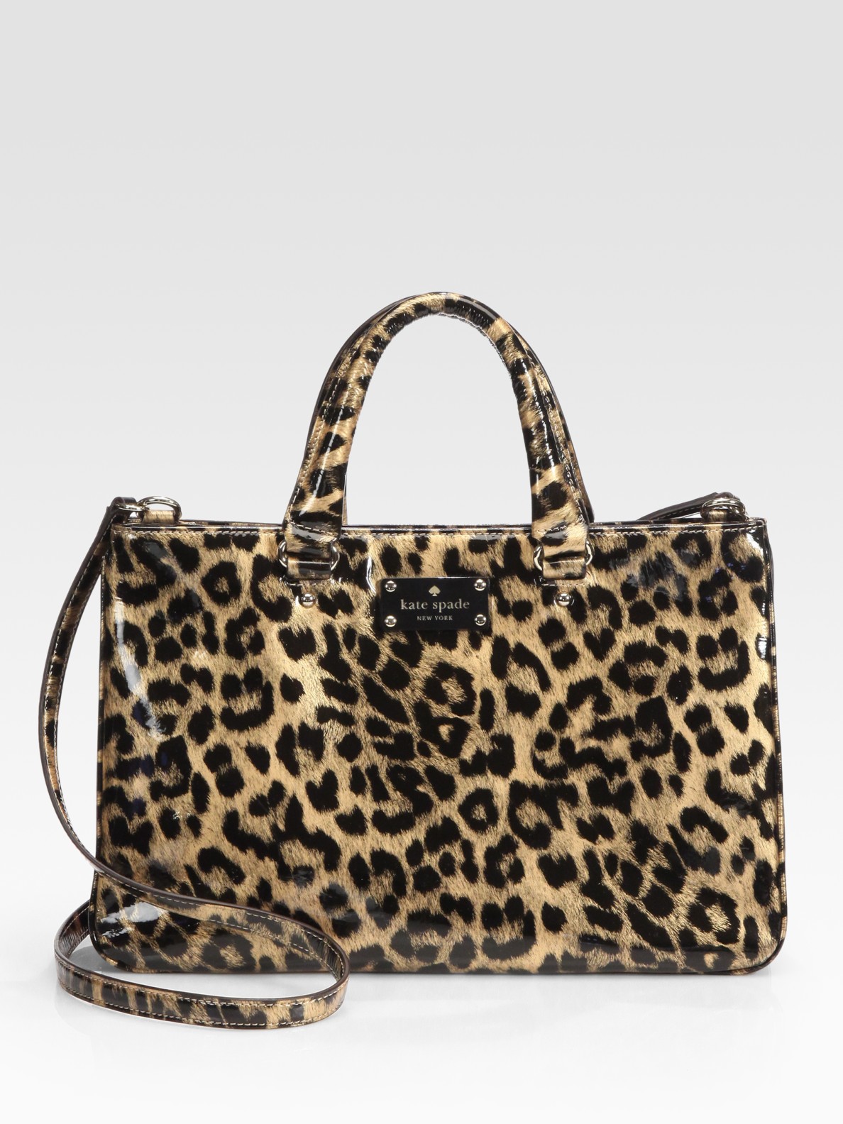 Kate Spade Brette Leopard-print Patent Leather Tote Bag in Beige ...