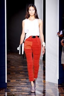 Balenciaga Spring 2012 Red High Waist Pants With Front Horrizontal Pleats - Lyst