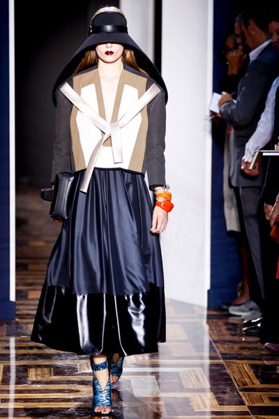 Balenciaga Spring 2012 Navy Blue Mid Length Skirt With Wide Black Hem in Blue (grey, natural, white) - Lyst
