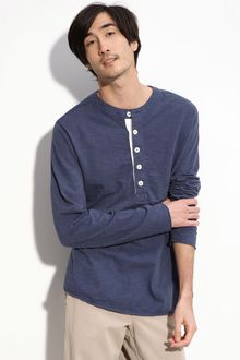 Billy Reid Trim Fit Slub Henley - Lyst