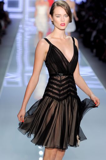 Dior Spring 2012 Sheer Dress with Midriff details and Chiffon Layered Skirt - Lyst