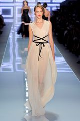 Dior Spring 2012 Sheer Nude V-neck Gown With Black Lacing Detail  