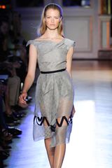 Roland Mouret Spring 2012 Sheer Hourglass Dress With Ribbon Details In Light Grey