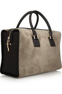 Victoria Beckham Victoria Leather-trimmed Suede Tote - Lyst