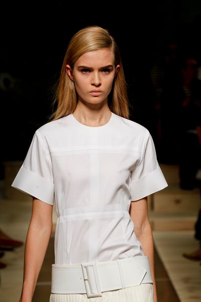 Celine Spring 2012 Beige Knife Pleated Midi Skirt With White ExtraWide Buckle Belt in Beige - Lyst