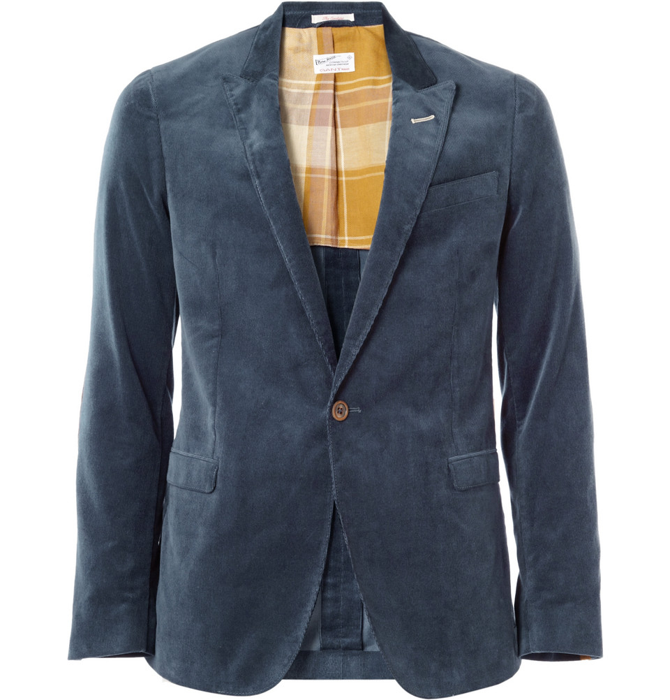Gant Rugger Corduroy Blazer with Elbow Patches in Blue for Men Lyst