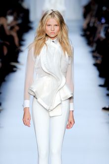 Givenchy Spring 2012 Peplum Waistcoat with Undulating Satin Trimmed Lapel - Lyst