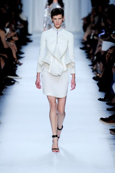 Givenchy Spring 2012 Peplum Blazer with Satin Trim Undulated Lapel (Skirt Suit) in White - Lyst