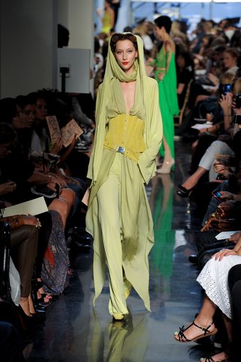 Jean Paul Gaultier Spring 2012 Green Asymmetric Bustier Dress with Deep V-Neck  - Lyst