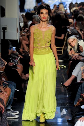 Jean Paul Gaultier Spring 2012 Green Silk Cord Embroidered Tulle Bodice - Lyst