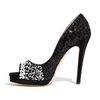 Oscar De La Renta Satin Sequin Pump in Black (black/ white) - Lyst