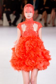 Alexander McQueen Spring 2012 Red Cut Out Embellished Mille-Feuille Mini Dress - Lyst