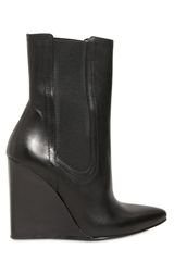 American Retro 120mm Calfskin Pointy Low Boot Wedges