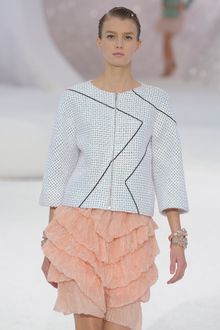 Chanel Spring 2012  3/4 Sleeve Zipped Jacket With Black Graphic Detail - Lyst