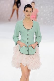 Chanel Spring 2012 Green Cut Out Long Sleeve Jacket With Black Trimmings - Lyst