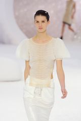 Chanel Spring 2012 Sheer Puff-Sleeve Plisse Blouse 