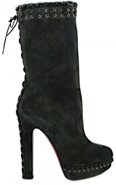 Christian Louboutin 140 Mm Step N Roll Suede Boots in Gray (grey) - Lyst