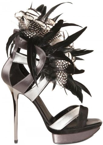 Diego Dolcini 130mm Silk, Feather & Calfskin Sandals - Lyst