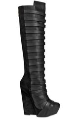 Gareth Pugh 140mm Banded Brushed Calfskin Wedges
