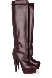 Halston Cutout Leather Knee Boots - Lyst