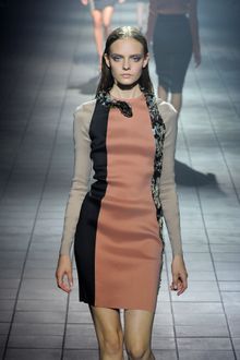 Lanvin Spring 2012 Long Sleeve Colour Block Dress With Coiled Snake Applique - Lyst