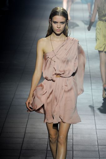 Lanvin Spring 2012 Pink Asymmetric One Shoulder Mini Dress  - Lyst